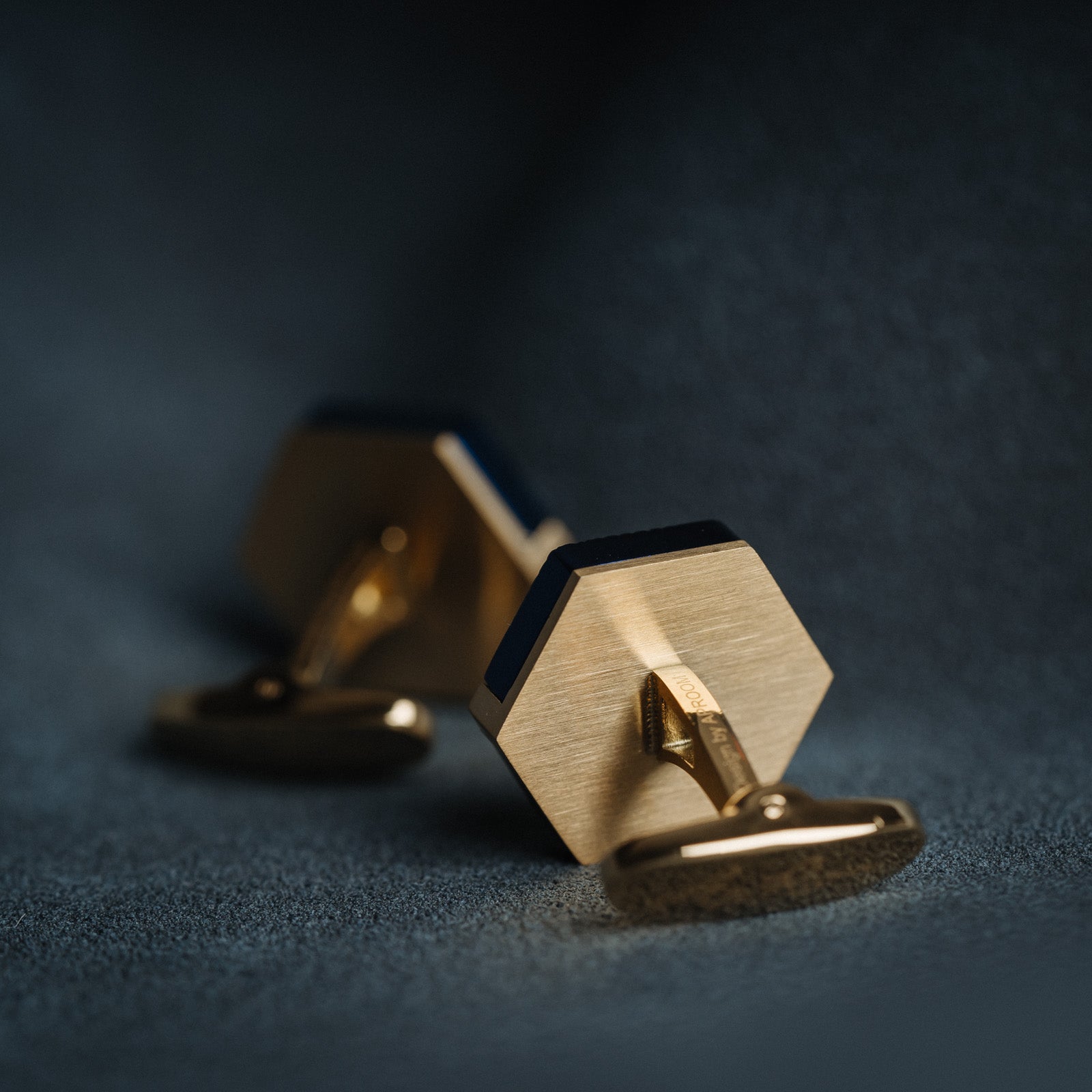 Darveil French Blue & Gold Cufflinks for Men - Business Formal - Back View
