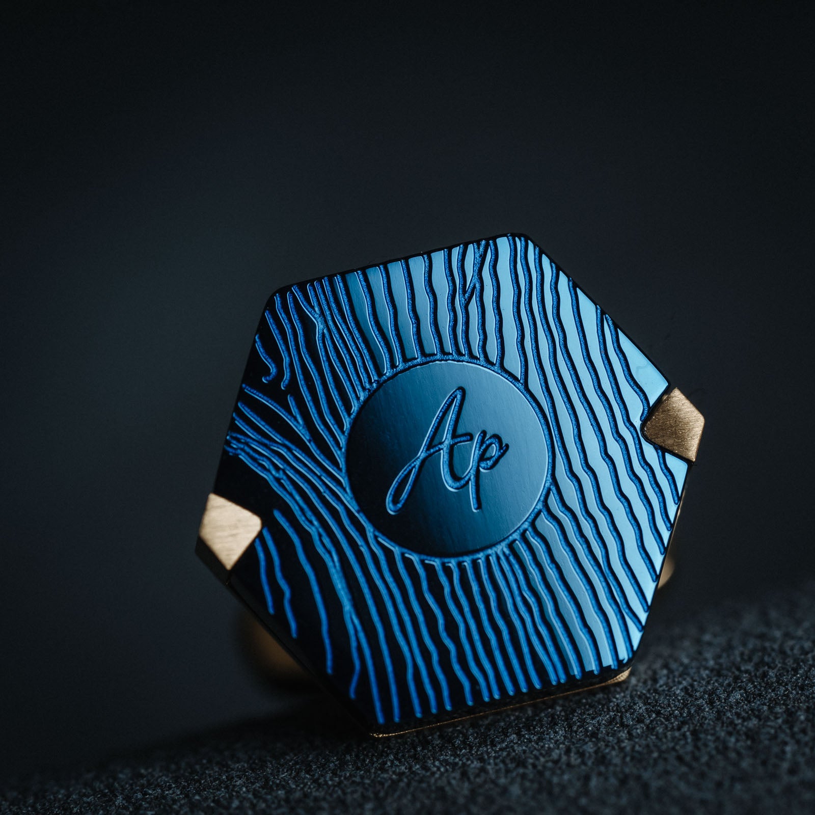 Darveil French Blue & Gold Cufflinks for Men - Business Formal - Close Up
