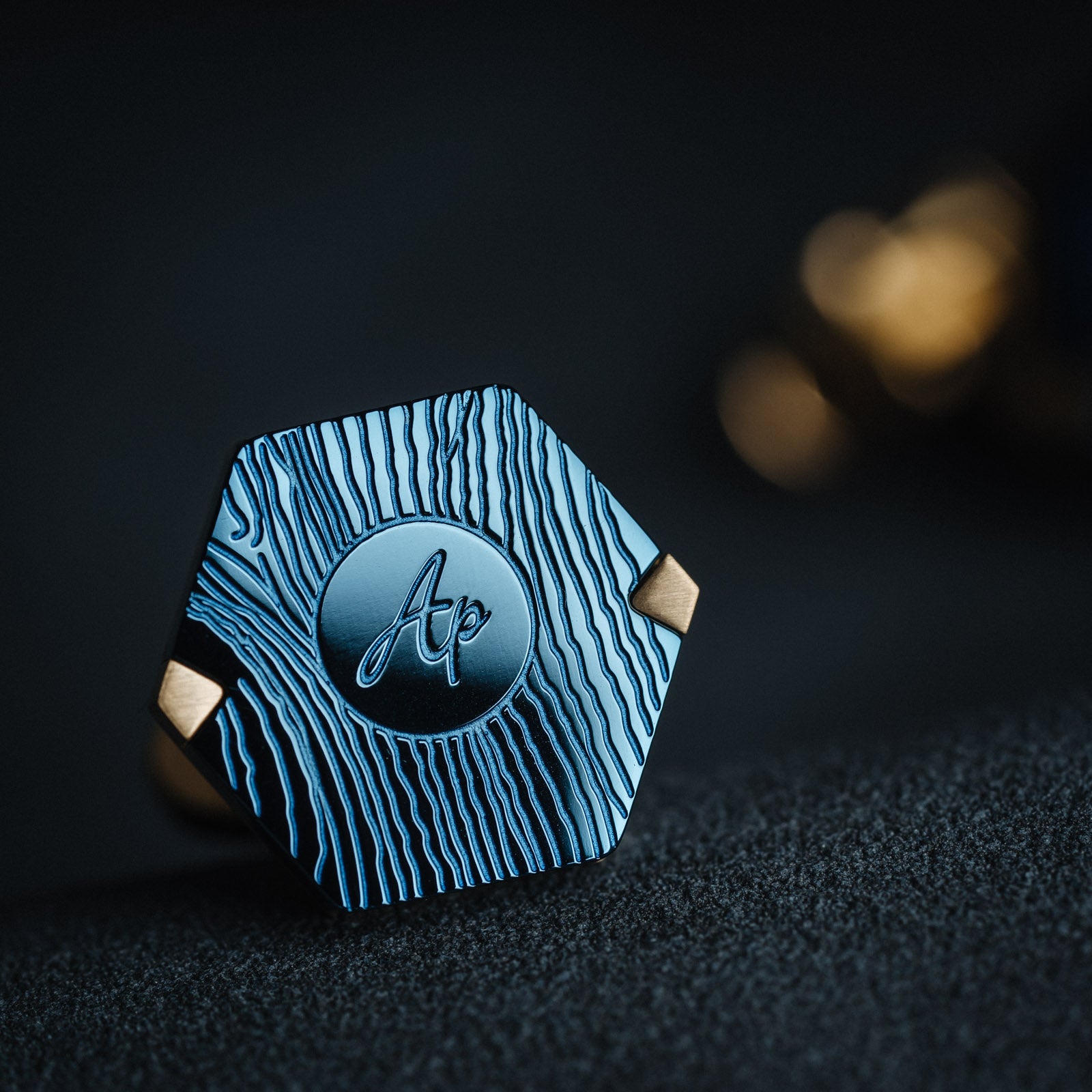 Darveil French Blue & Gold Cufflinks for Men - Business Formal - Detail View