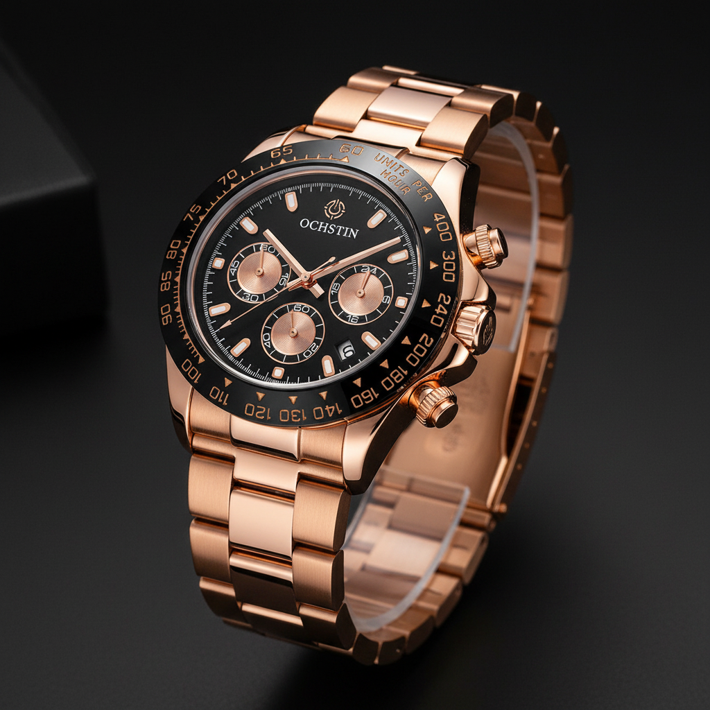 Darveil Eclipse Waterproof Watch - Elegant Rose Black - Studio