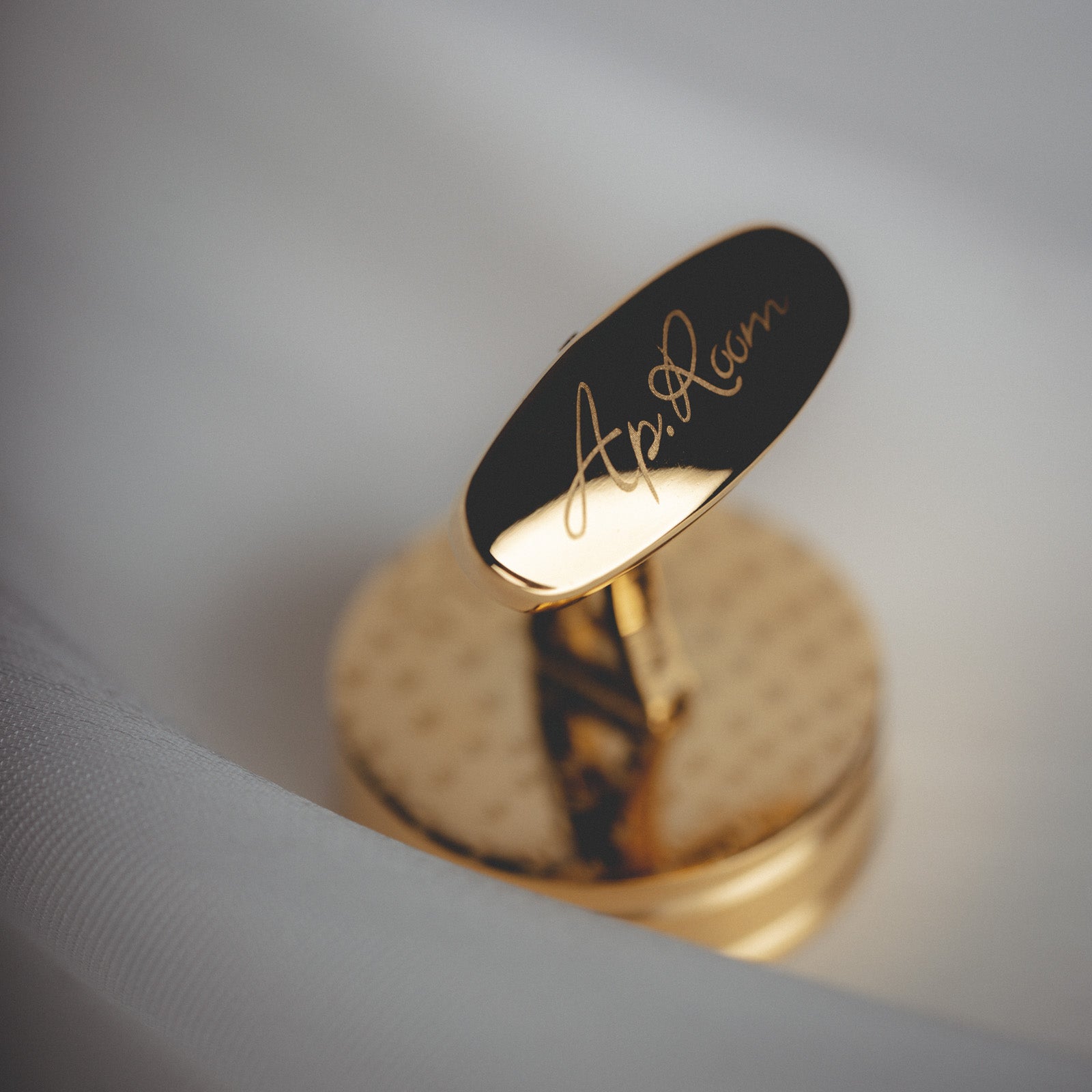 Darveil French Gold & Silver Shell Cufflinks for Men - Business Formal - Detail View