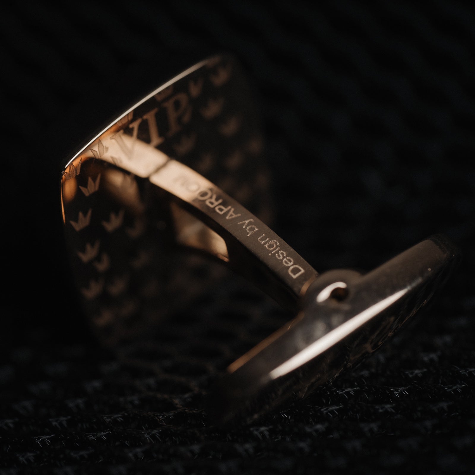 Darveil French Rose Gold Cufflinks for Men - Luxury Business Formal - Close Up