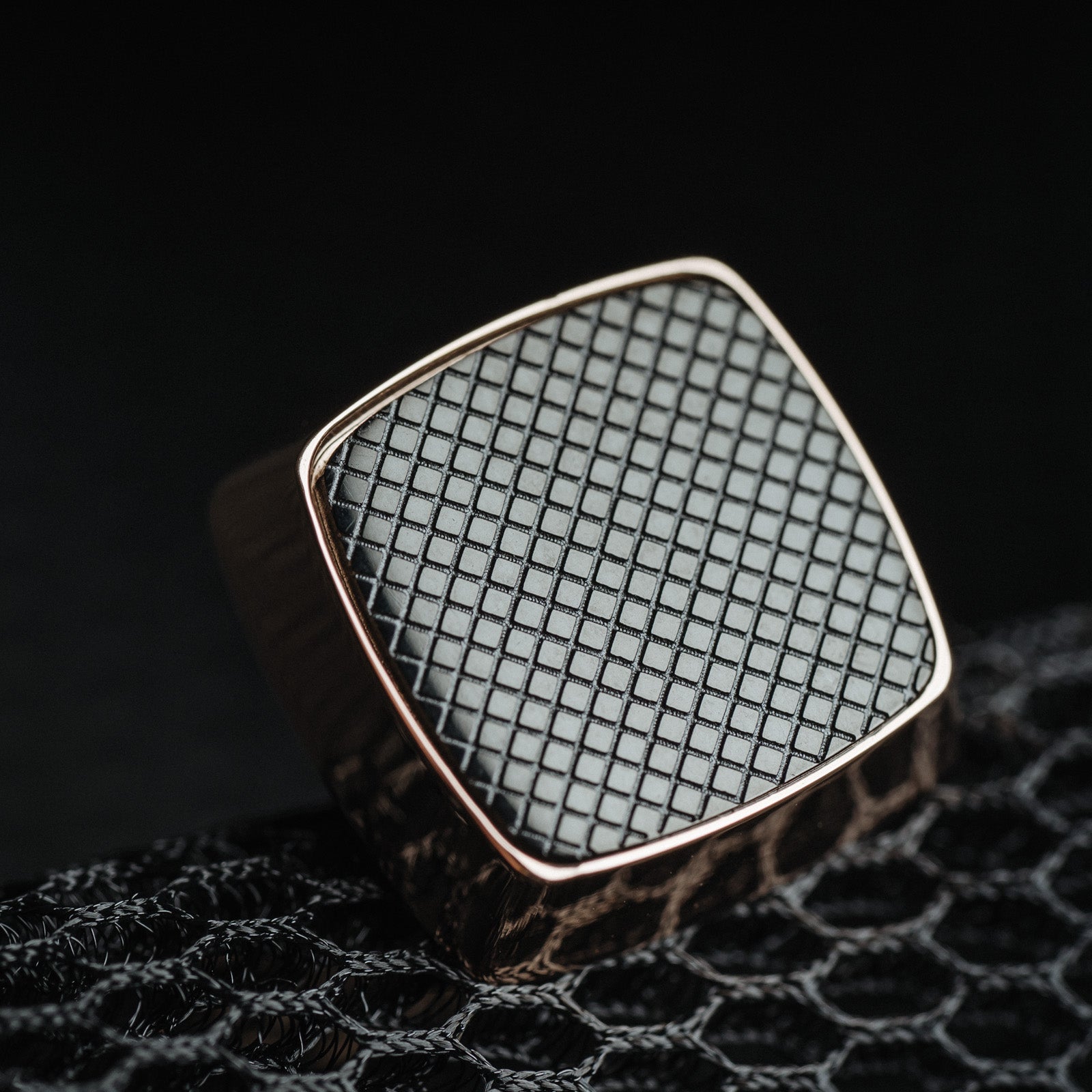 Darveil French Rose Gold Cufflinks for Men - Luxury Business Formal - Detail View