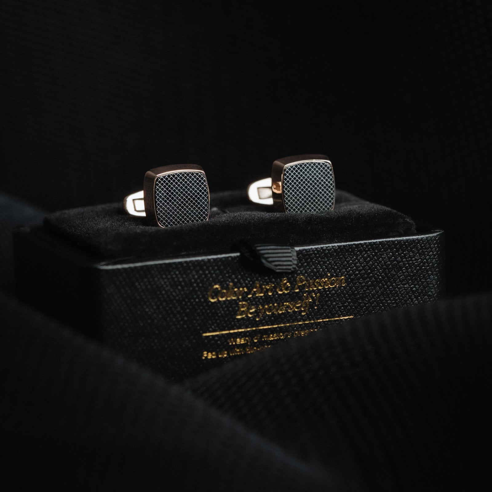 Darveil French Rose Gold Cufflinks for Men - Luxury Business Formal - Front View